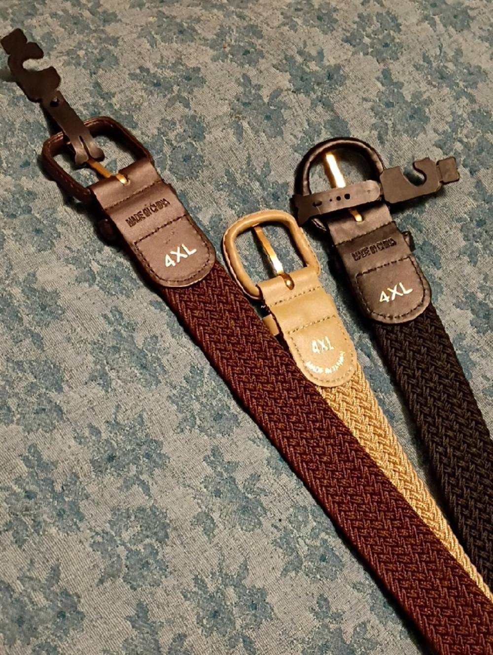 4XL Woven Elastic Stretch Belt - Brown, Tan, Black